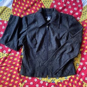 Vintage 90s petite snakeskin zip up petite olive green & black